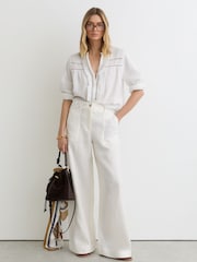 Reiss Ivory Clemmie Cotton Cheesecloth Long-Sleeve Top - Image 3 of 7