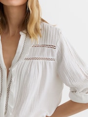 Reiss Ivory Clemmie Cotton Cheesecloth Long-Sleeve Top - Image 4 of 7