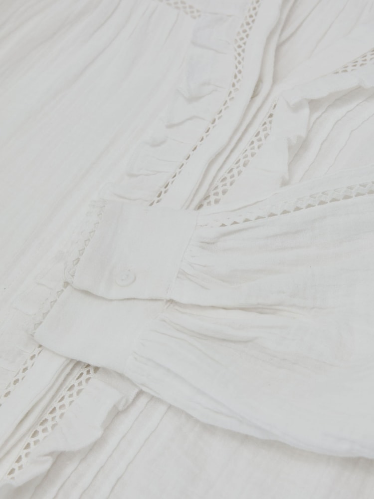 Reiss Ivory Clemmie Cotton Cheesecloth Long-Sleeve Top - Image 7 of 7