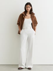 Reiss Kaia Lyocell Topstitched Wide-Leg Trousers - Imaginea 1 din 8