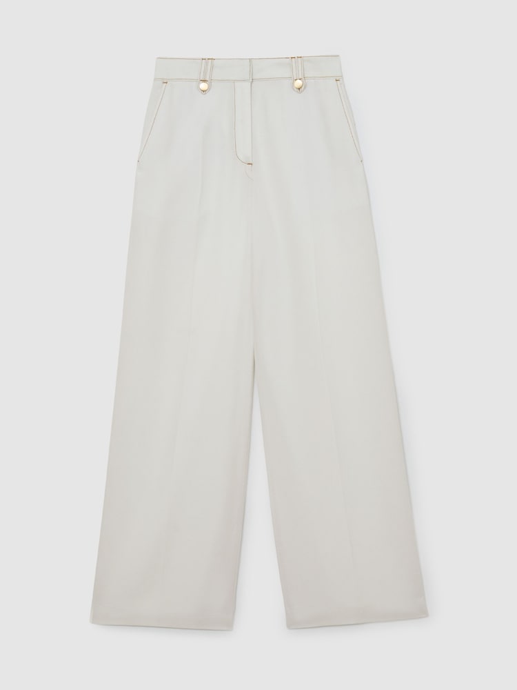 Reiss Kaia Lyocell Topstitched Wide-Leg Trousers - Imaginea 2 din 8 Reiss Kaia Lyocell Topstitched Wide-Leg Trousers - Imaginea 2 din 8
