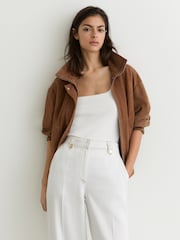 Reiss Kaia Lyocell Topstitched Wide-Leg Trousers - Imaginea 5 din 8