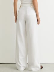 Reiss Kaia Lyocell Topstitched Wide-Leg Trousers - Imaginea 6 din 8