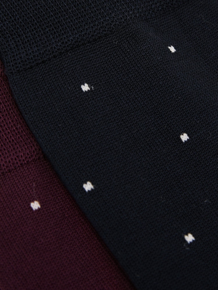 Reiss Mario Spot 2 Pack Cotton-Blend Polka-Dot Socks - Image 3 of 3