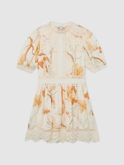 Reiss Lacey Floral-Print Lace-Trim Mini Dress - 6의 이미지 2