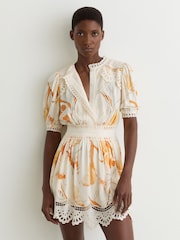 Reiss Lacey Floral-Print Lace-Trim Mini Dress - 6의 이미지 3