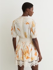 Reiss Lacey Floral-Print Lace-Trim Mini Dress - 6의 이미지 5