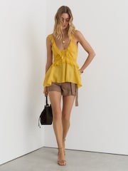 Reiss Yellow Frances Ruffle Babydoll Cami Top - Image 1 of 6