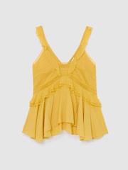 Reiss Yellow Frances Ruffle Babydoll Cami Top - Image 2 of 6