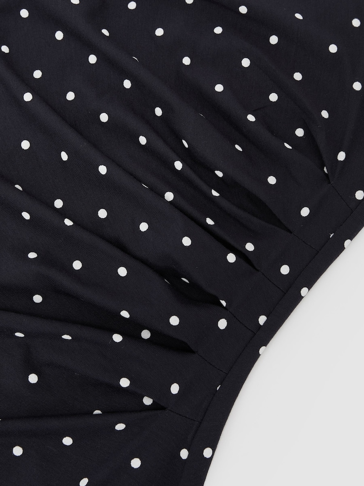 Reiss Navy/Ivory Lola Jersey Polka-Dot Racer Midi Dress - Image 7 of 7 Reiss Navy/Ivory Lola Jersey Polka-Dot Racer Midi Dress - Image 7 of 7