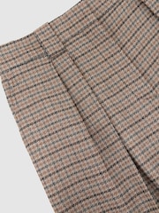 Reiss Neutral Check River Petite Wide-Leg Check Pleated Trousers - Image 7 of 8