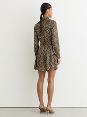 Reiss Black Darci Floral Metallic Flippy Mini Dress - Image 6 of 7