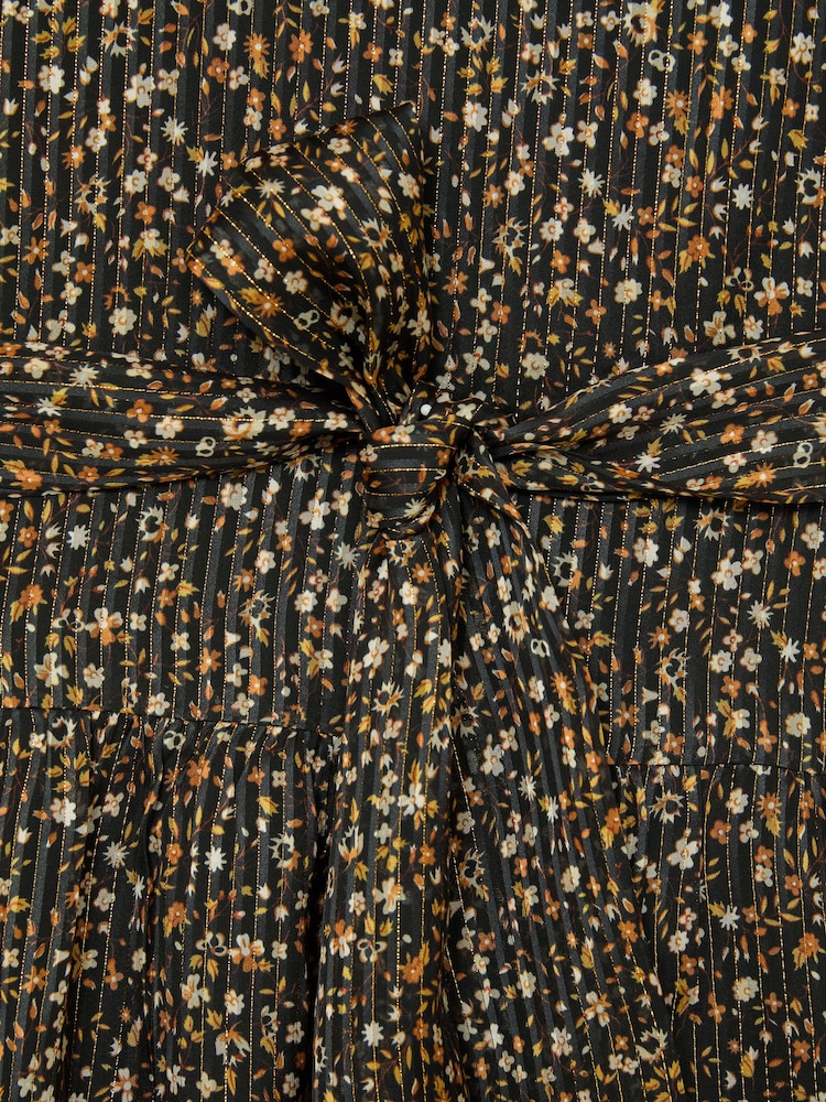 Reiss Black Darci Floral Metallic Flippy Mini Dress - Image 7 of 7 Reiss Black Darci Floral Metallic Flippy Mini Dress - Image 7 of 7