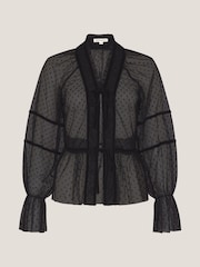 بلوزة شفافة مُزيّنة بنقاط البولكا مع الدانتيل موديل Lina من Monsoon - Image 5 of 5