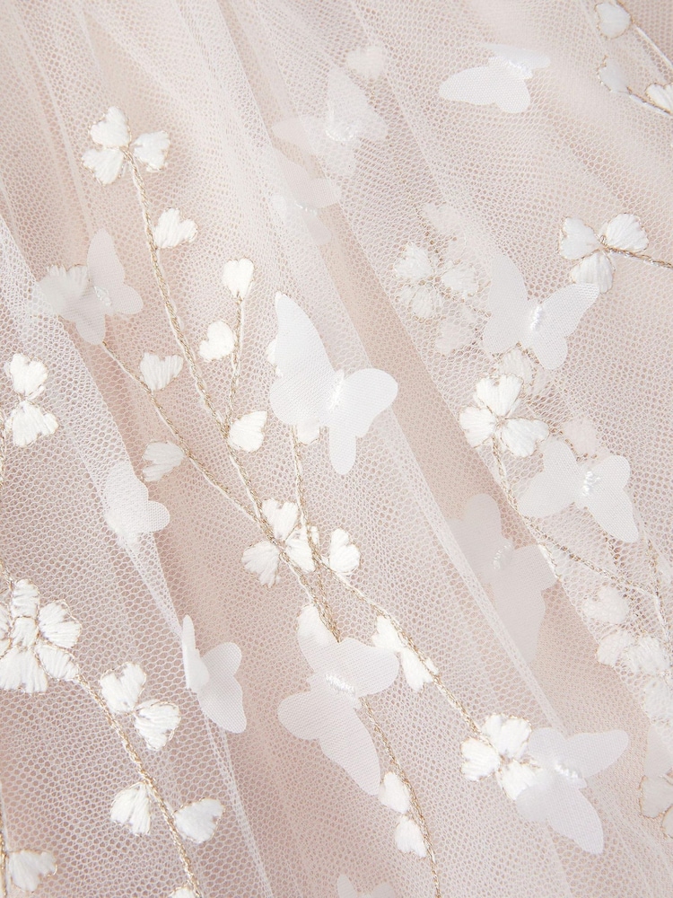 Monsoon Peach Baby Astrid Appliqué Butterfly Swing Dress - Image 4 of 4