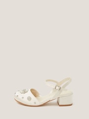 Monsoon Cream Flower Diamanté Satin Closed Toe Heels Shoes - Image 1 of 3