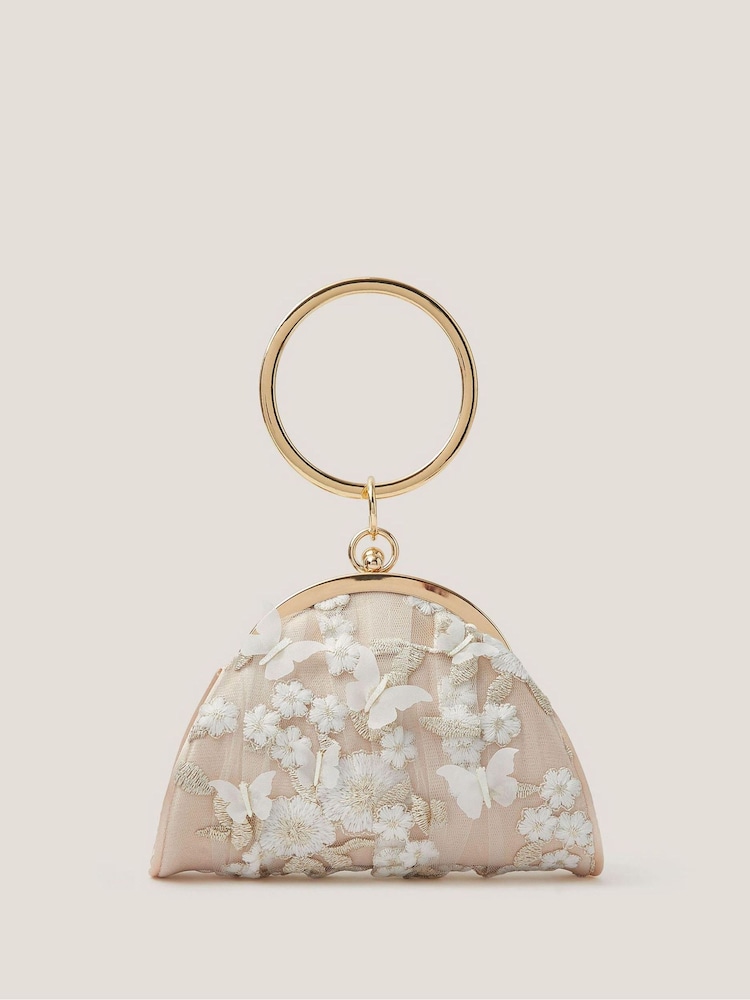 Monsoon תיק פרחוני עם רקמת פרפר וידית חישוק קשיחה, דגם Astrid - תמונה 1 מתוך 3