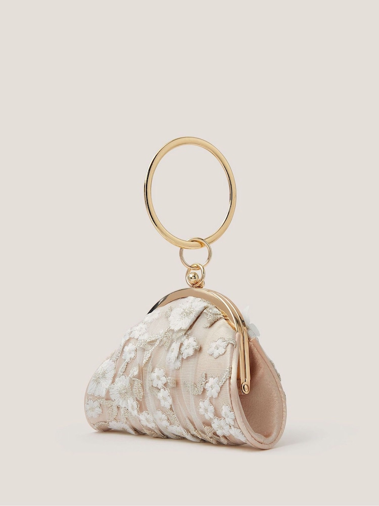 Monsoon תיק פרחוני עם רקמת פרפר וידית חישוק קשיחה, דגם Astrid - תמונה 2 מתוך 3