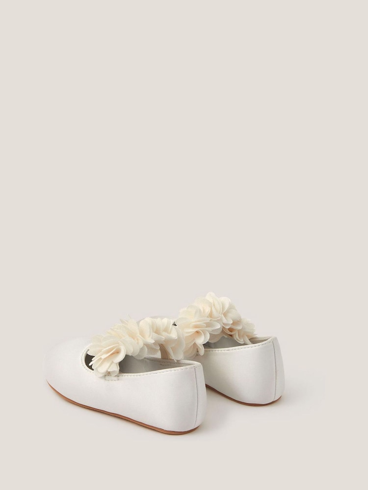 Monsoon Cream Baby Flower Pom Pom Walker Shoes - Image 2 of 3