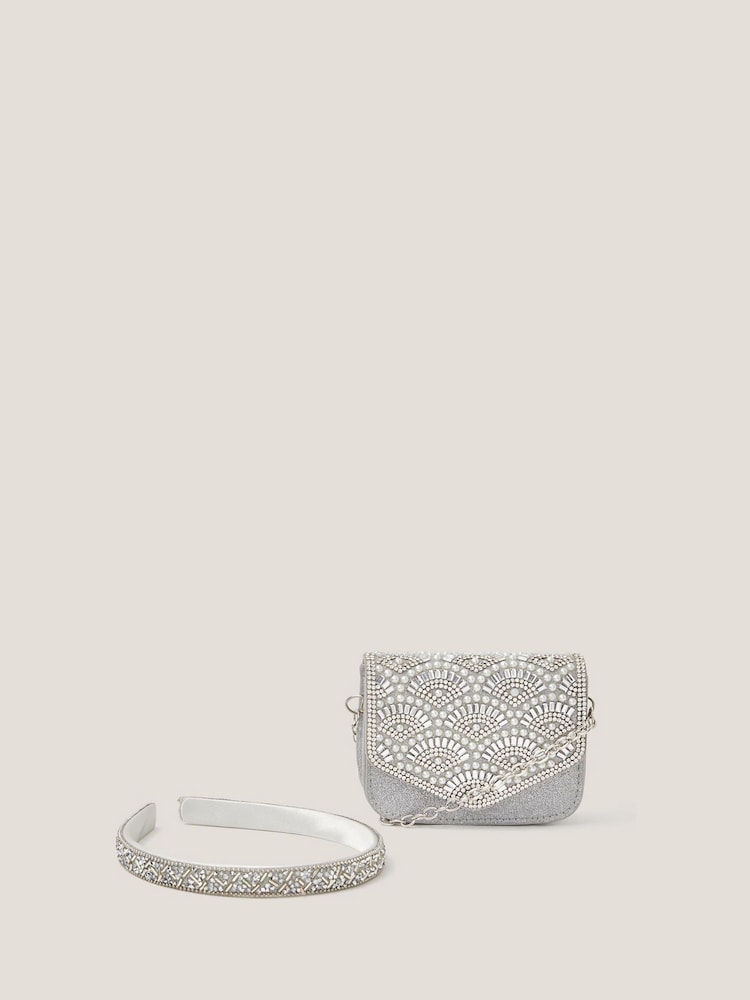 Monsoon סט של תיק וסרט לשיער בעיטור נוצץ - תמונה 1 מתוך 4