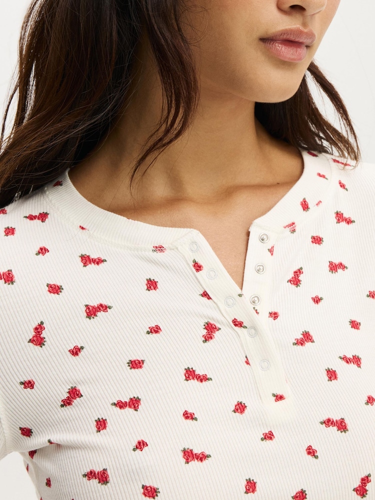 Cotton On Cream Airy Soft Henley Long Sleeve T-Shirt - Image 2 of 4 Cotton On Cream Airy Soft Henley Long Sleeve T-Shirt - Image 2 of 4