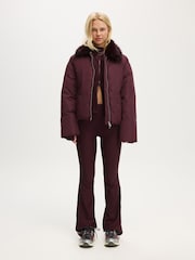 Cotton On Red Mother Puffer Faux Fur Collar Bomber Jacket - Image 3 of 5