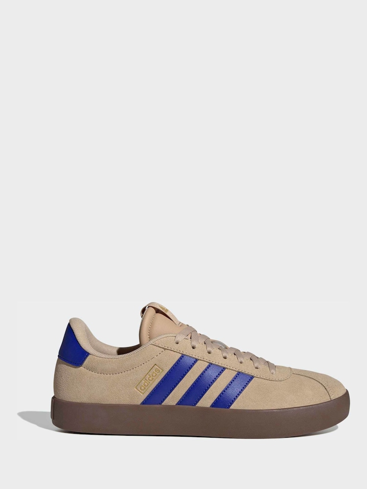 adidas Beige/Blue Vl Court 3.0 Trainers - Image 1 of 8