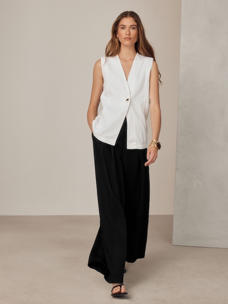 Black Crinkle Palazzo Trousers - Image 1 of 8