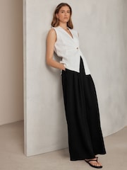 Black Crinkle Palazzo Trousers - Image 2 of 8