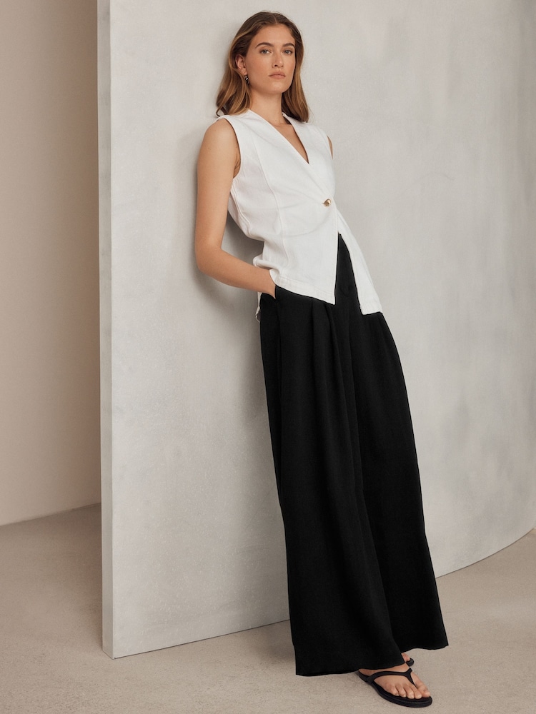 Black Crinkle Palazzo Trousers - Image 2 of 8