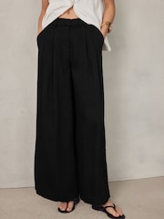 Black Crinkle Palazzo Trousers - Image 3 of 8