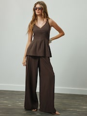 Chocolat Marron - Pantalon large de jambe - Image 1 de 8