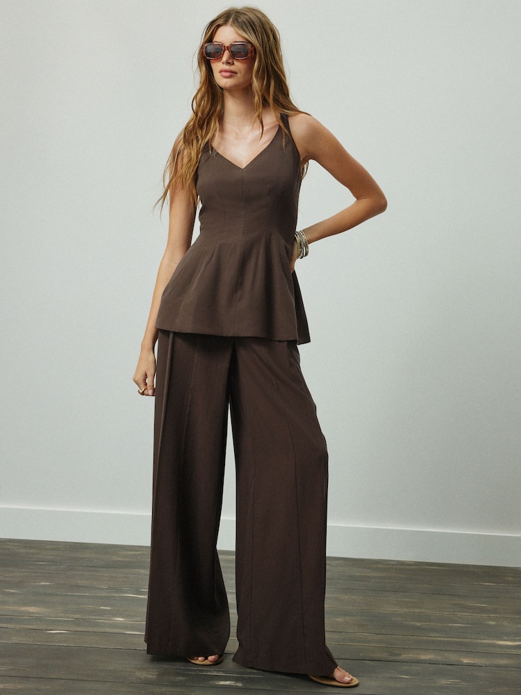 Chocolat Marron - Pantalon large de jambe - Image 1 de 8