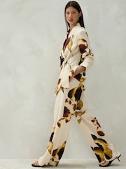 Floral Elastic Back Wide Leg Satin Trousers - Image 2 of 8