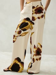 Floral Elastic Back Wide Leg Satin Trousers - Image 3 of 8