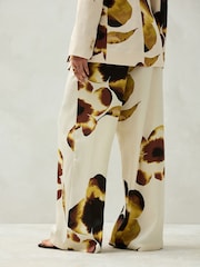Floral Elastic Back Wide Leg Satin Trousers - Image 4 of 8