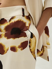 Floral Elastic Back Wide Leg Satin Trousers - Image 6 of 8