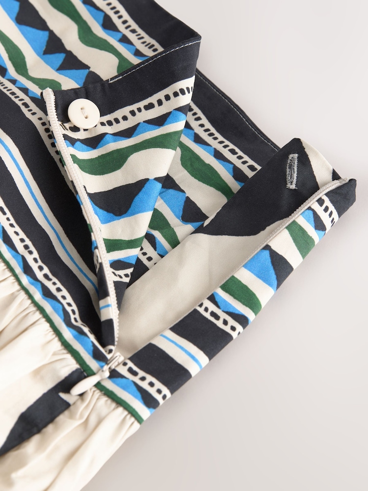 Cream/Blue Abstract Border Print Maxi Skirt - Image 9 of 9 Cream/Blue Abstract Border Print Maxi Skirt - Image 9 of 9
