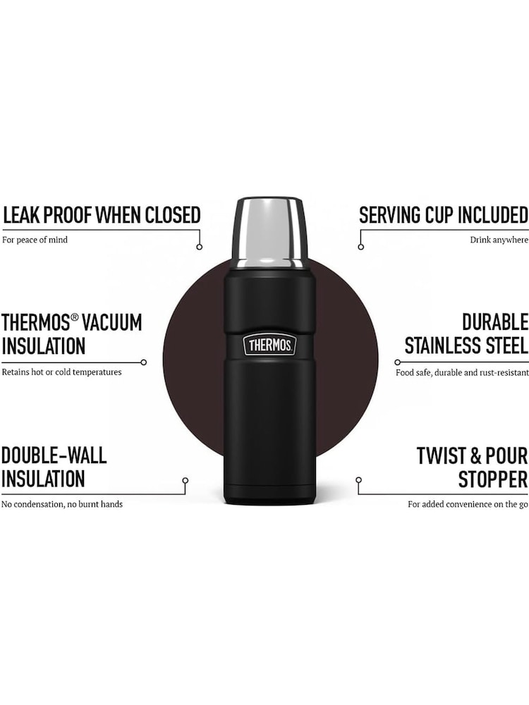 Thermos Matt Black SK2000 470ml GTB Stainless King Flask - Image 5 of 5 Thermos Matt Black SK2000 470ml GTB Stainless King Flask - Image 5 of 5