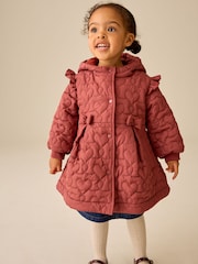 Dark Pink Shower Resistant Skirted Quilted Coat (3mths-7yrs) - Image 1 of 12