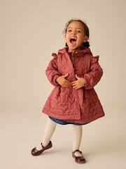 Dark Pink Shower Resistant Skirted Quilted Coat (3mths-7yrs) - Image 2 of 12