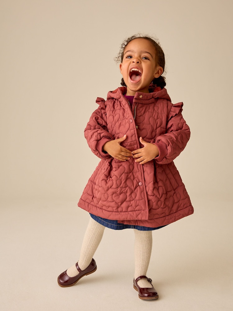 Dark Pink Shower Resistant Skirted Quilted Coat (3mths-7yrs) - Image 2 of 12