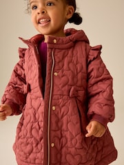 Dark Pink Shower Resistant Skirted Quilted Coat (3mths-7yrs) - Image 3 of 12