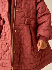 Dark Pink Shower Resistant Skirted Quilted Coat (3mths-7yrs) - Image 5 of 12