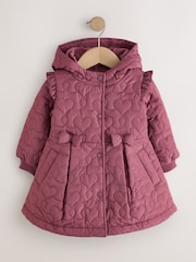 Dark Pink Shower Resistant Skirted Quilted Coat (3mths-7yrs) - Image 6 of 12