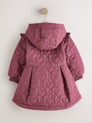 Dark Pink Shower Resistant Skirted Quilted Coat (3mths-7yrs) - Image 8 of 12