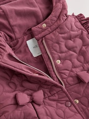 Dark Pink Shower Resistant Skirted Quilted Coat (3mths-7yrs) - Image 9 of 12