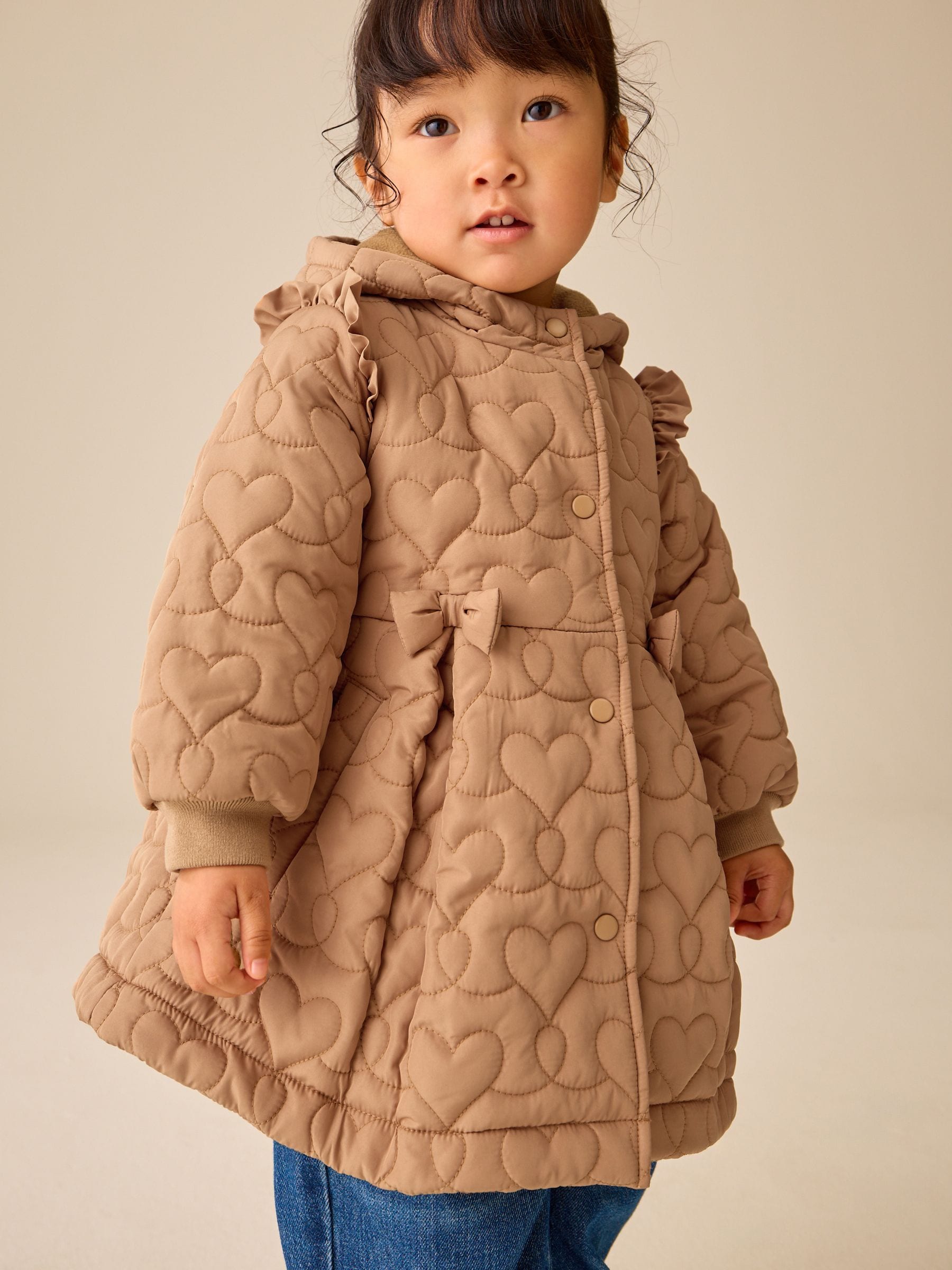 Buy Caramel Brown Shower Resistant Skirted Quilted Coat (3mths