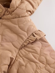 Caramel Brown Shower Resistant Skirted Quilted Coat (3mths-7yrs) - Image 10 of 11