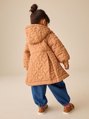 Caramel Brown Shower Resistant Skirted Quilted Coat (3mths-7yrs) - Image 3 of 11